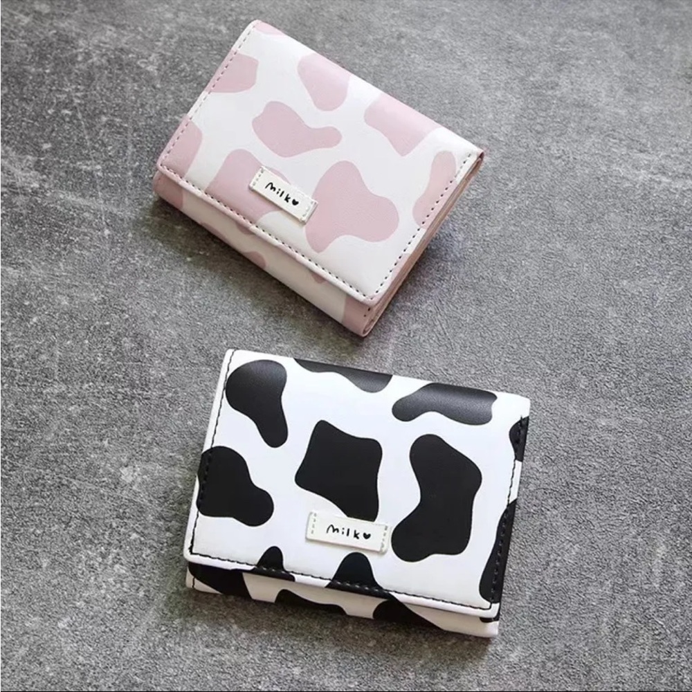 Faux Leather Cow Print Black/White and Pink/White Wallet - Picture 1 of 4